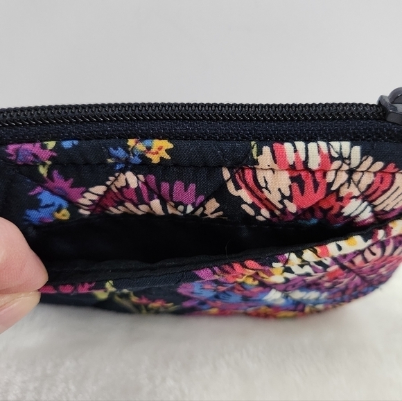 VERA Bradley Lighten Up Midnight Wildflowers Mini Coin Pouch Credit Card Bag - Picture 4 of 11
